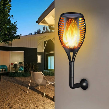 Lighteme Solar-LED-Flammenlampe, Rasenflamme, flackernde Fackel, Feuer im Freien, 96 LED-Leuchten, 4er-Pack