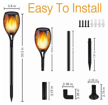 Lighteme Solar-LED-Flammenlampe, Rasenflamme, flackernde Fackel, Feuer im Freien, 96 LED-Leuchten, 4er-Pack