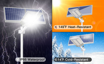 Lighteme 8000 W Solar-Straßenlaternen mit Aluminiumrahmen, Bewegungsmelder für den Außenbereich, Dämmerung bis Morgengrauen, 200.000 lm, mit Fernbedienung