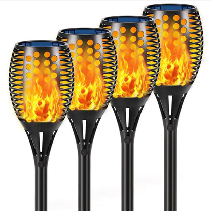 Lot de 4 lampes torches solaires à flammes vacillantes Lighteme pour l'extérieur, du crépuscule à l'aube, marche/arrêt automatique, 43 pouces