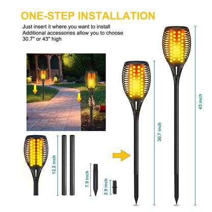Lot de 4 lampes torches solaires à flammes vacillantes Lighteme pour l'extérieur, du crépuscule à l'aube, marche/arrêt automatique, 43 pouces