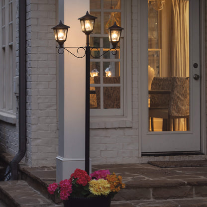 Lampadaire solaire d'extérieur à LED Lighteme à 3 luminaires, 50 lumens - 72 pouces 