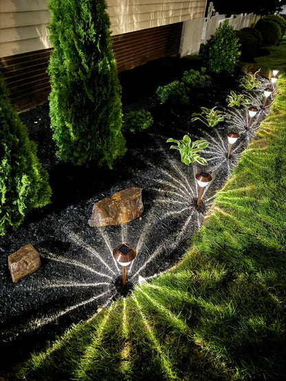 Lighteme 8 Pack Solar Pathway LED Lights Outdoor-Stainless Steel 15 Lumen