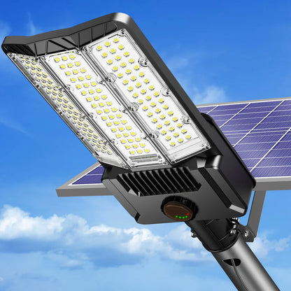 Lighteme 6500 W Solar-Straßenlaternen für den Außenbereich, 500.000 lm, leistungsstarke kommerzielle Parkplatzbeleuchtung, 6500 K, Dämmerung bis Morgengrauen, mit Fernbedienung 