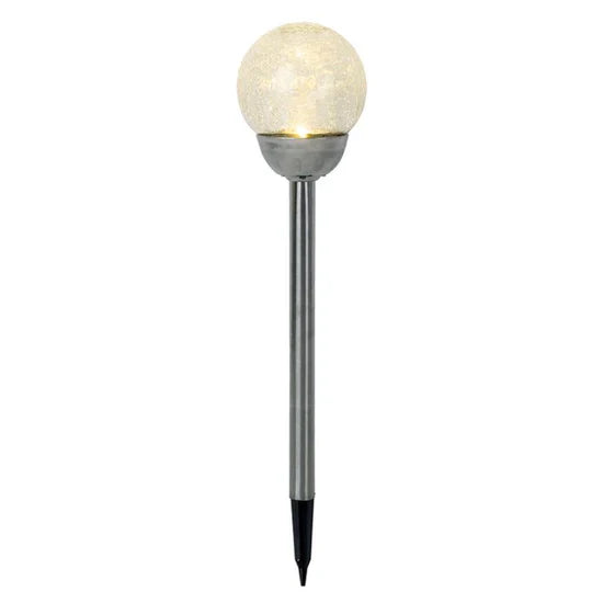 Lighteme Steel Solar Crackle Glass Ball PathWay LED - 8er-Pack