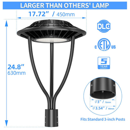 Lighteme 150W Hard Wire LED Post Top UFO Light 21,000LM, ETL Listed LED Post Lights with Photocell 5000K, IP65