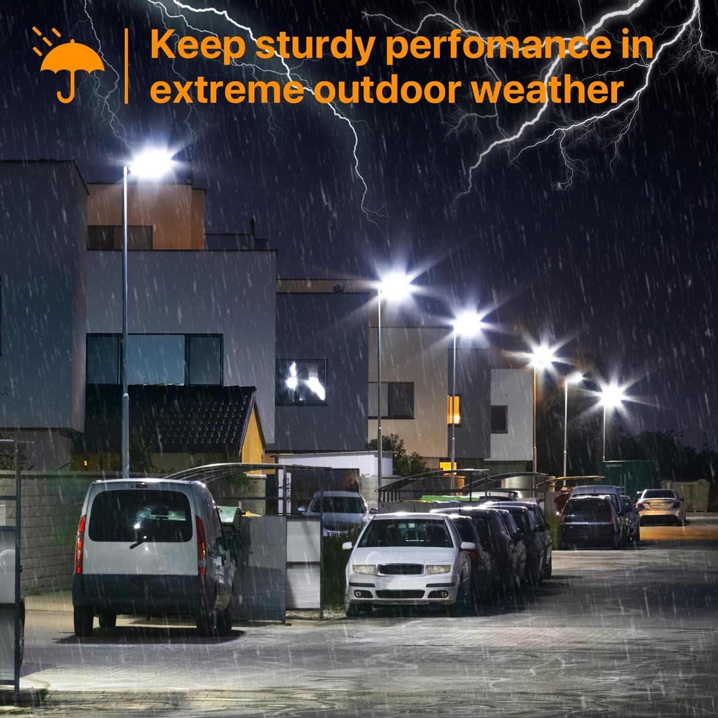 Lighteme 300W Hard Wire LED Street/Parking Lot Light, 45000LM Commercial Lighting with Slip Fitter Mount,IP65 5000K Dusk to Dawn Sensor