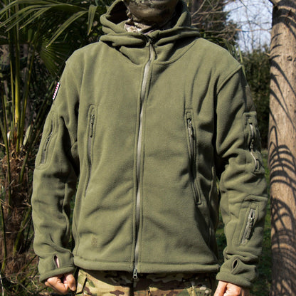 Lighteme Warmer Fleece-Mantel mit Kapuze für taktische Militärjacke