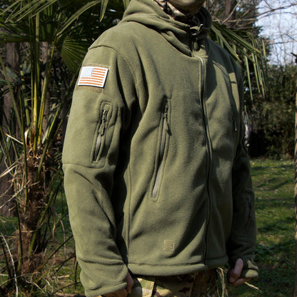 Lighteme Warmer Fleece-Mantel mit Kapuze für taktische Militärjacke