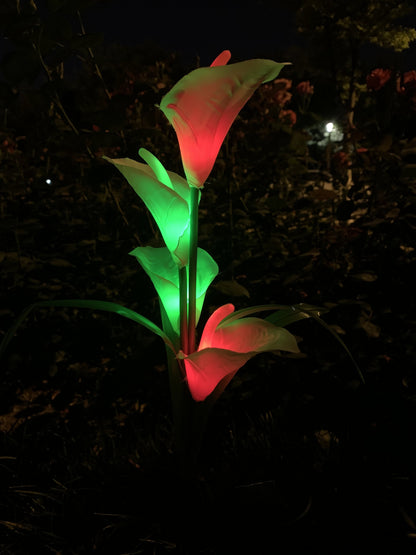 Ihrtrade Artificial Calla Lily Solar Garden Stake Lights (1 Pack of 4 Lilies)