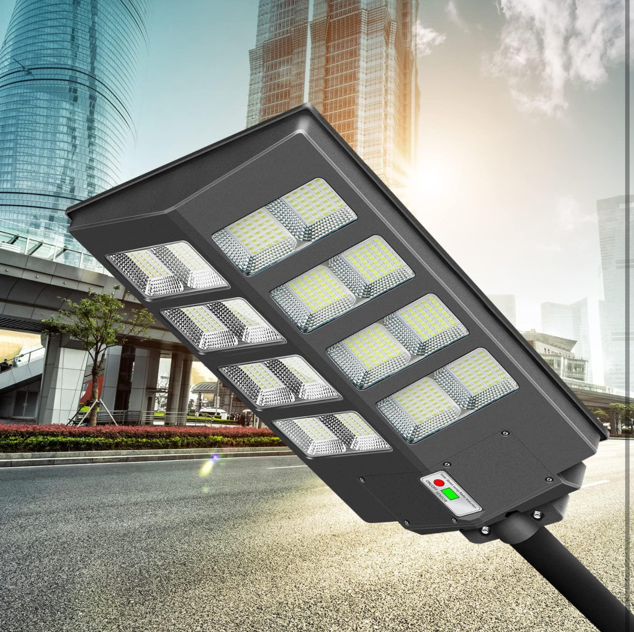 Lighteme 800W kommerzielle Solar-Straßenlaternen, Dämmerung bis Morgengrauen, Bewegungssensor, 75000LM für die Straße mit Fernbedienung