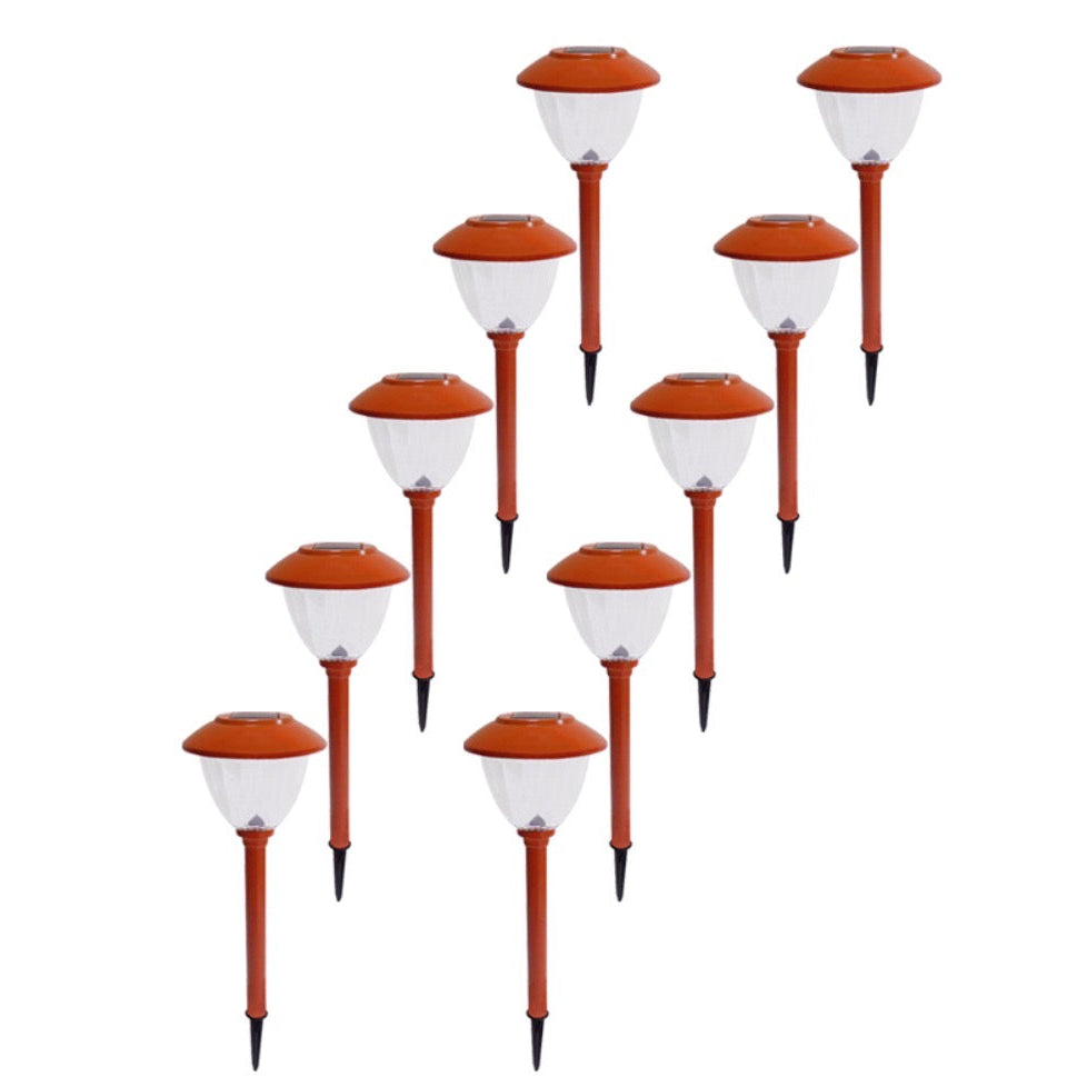 Lighteme 10er-Pack Solar-LED-Wegeleuchten für den Außenbereich, Edelstahl und Glas (Mandarine) 