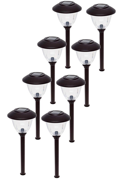 Lot de 8 lampes solaires LED Lighteme pour allées d'extérieur, en acier inoxydable, 15 lumens (noir).
