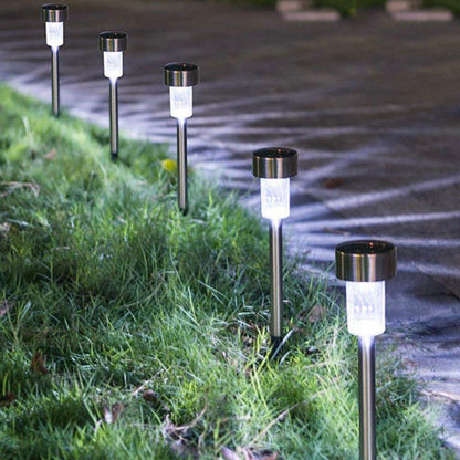 Lighteme Lot de 48 lampes solaires LED d'extérieur en acier inoxydable pour pelouse, jardin, paysage, allée