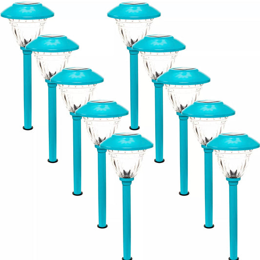 Lot de 10 lampes solaires LED Lighteme pour allées d'extérieur, acier inoxydable (turquoise)