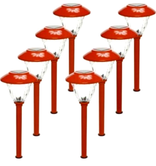 Lot de 8 lampes solaires d'extérieur Lighteme Color On Demand en acier inoxydable (rouge)