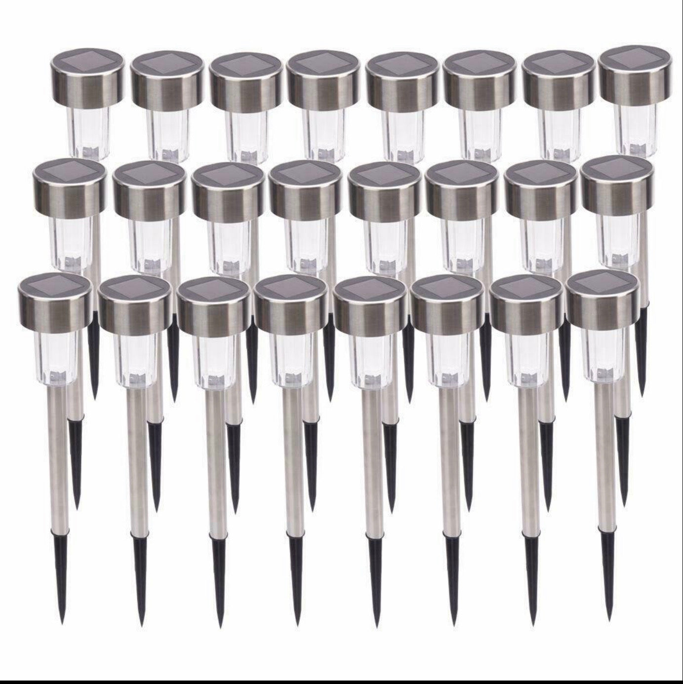 Lighteme Lot de 48 lampes solaires LED d'extérieur en acier inoxydable pour pelouse, jardin, paysage, allée