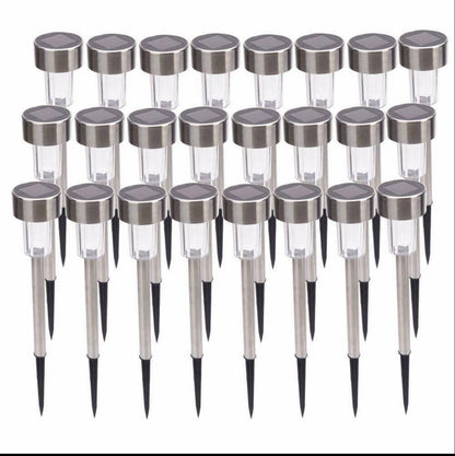 Lighteme Lot de 48 lampes solaires LED d'extérieur en acier inoxydable pour pelouse, jardin, paysage, allée