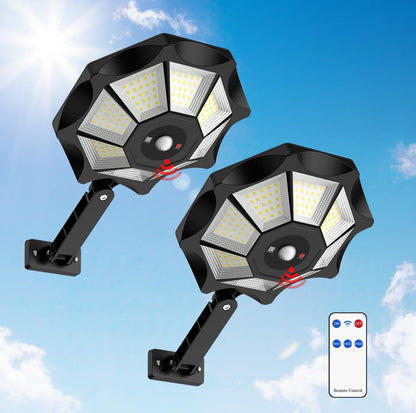 2er-Pack SmartYard 300 W Solar-Straßenlaterne, 168 LEDs, Dämmerung bis Morgengrauen, 6500 K, mit Bewegungssensor