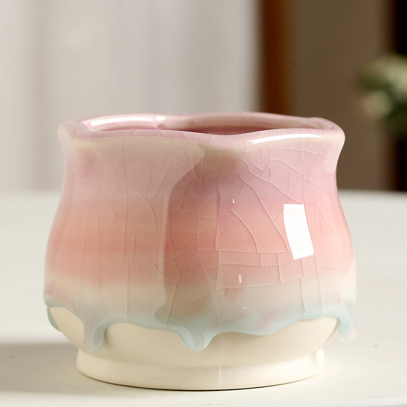 Lighteme – Eisrissglasierte Keramikvase