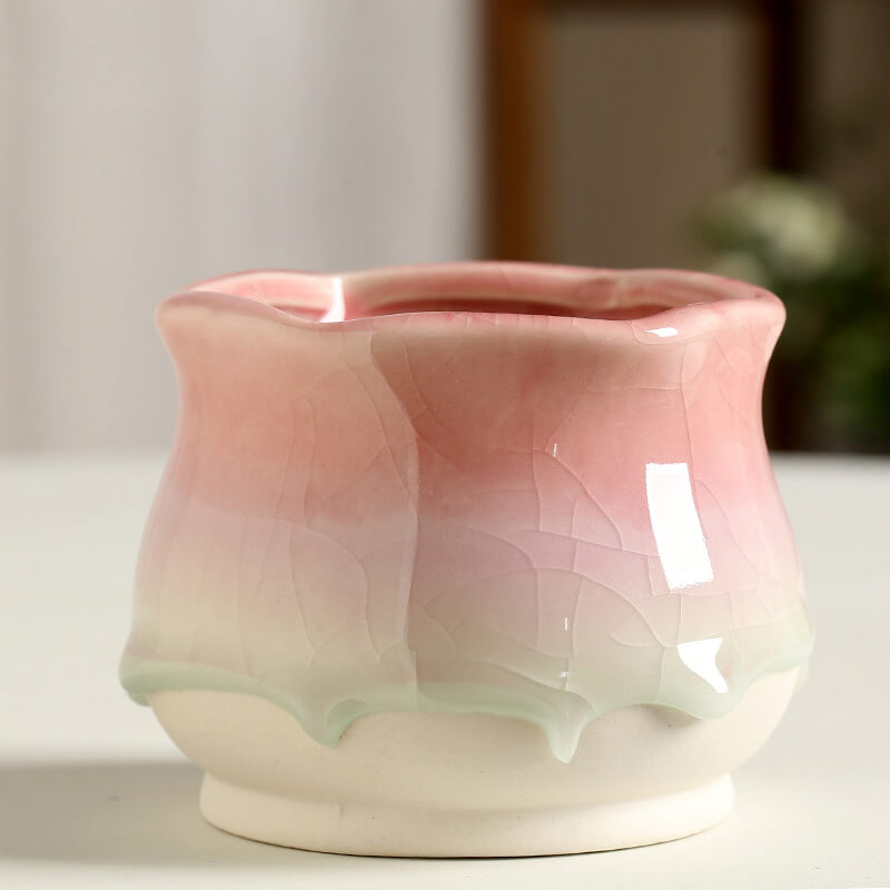Lighteme – Eisrissglasierte Keramikvase
