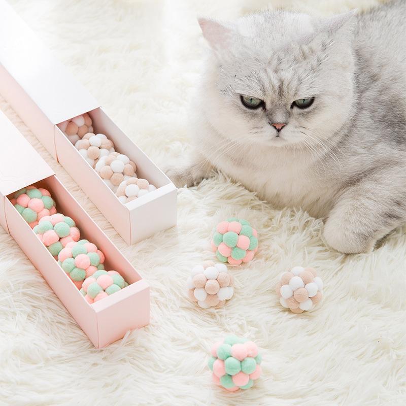 Lighteme Interesting Pet Cat Toy Colorful Handmade Plush Ball (2 colors)