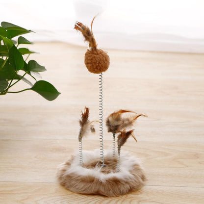Lighteme Kitten Spring Plate Toy Feather Mouse Interactive Cat Toy (2 Types)