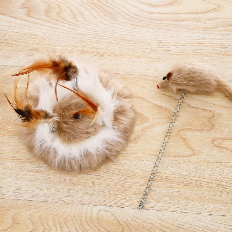 Lighteme Kitten Spring Plate Toy Feather Mouse Interactive Cat Toy (2 Types)