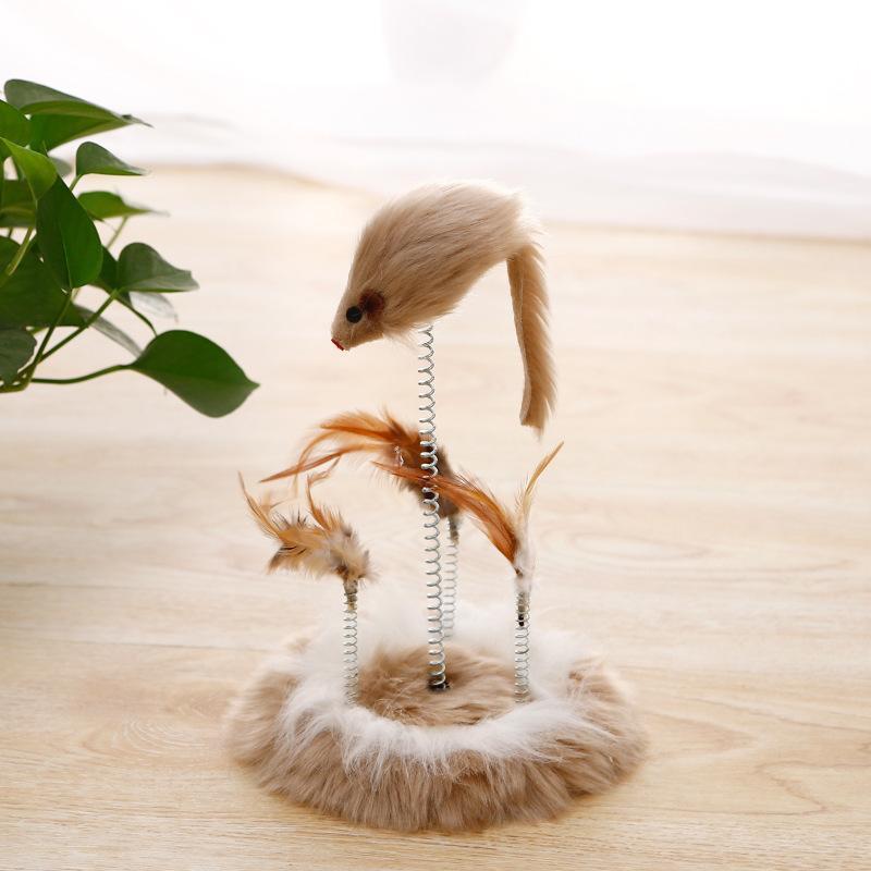 Lighteme Kitten Spring Plate Toy Feather Mouse Interactive Cat Toy (2 Types)