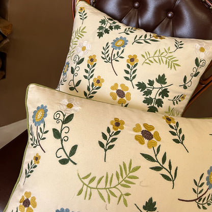 Lighteme Leaf Embroidered Cotton Throw Pillow Cover