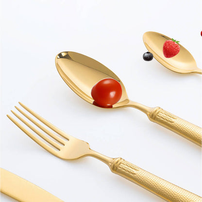 Lighteme Light Luxury Embossed Flatware 4Pcs Set