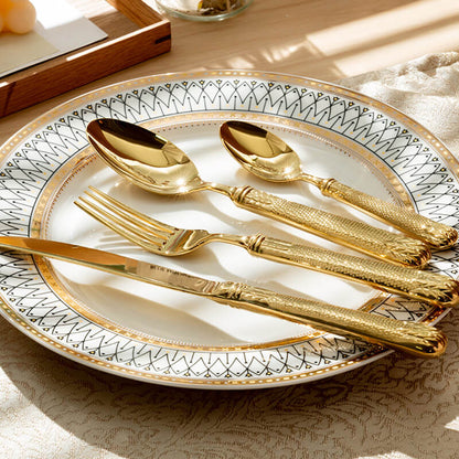 Lighteme Light Luxury Embossed Flatware 4Pcs Set