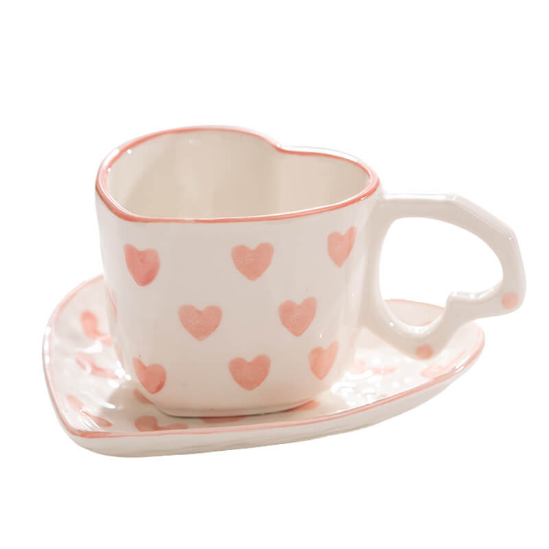 Lighteme Keramiktasse mit Herzmuster