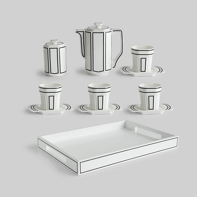 Lighteme Minimalist Line Teekannenset aus Knochenporzellan