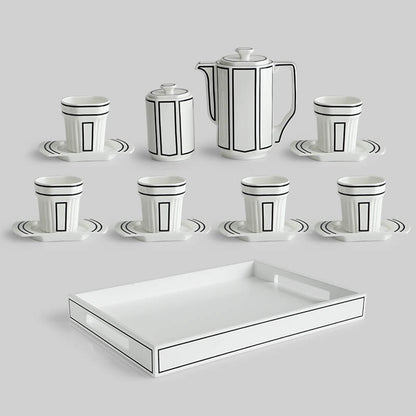 Lighteme Minimalist Line Teekannenset aus Knochenporzellan