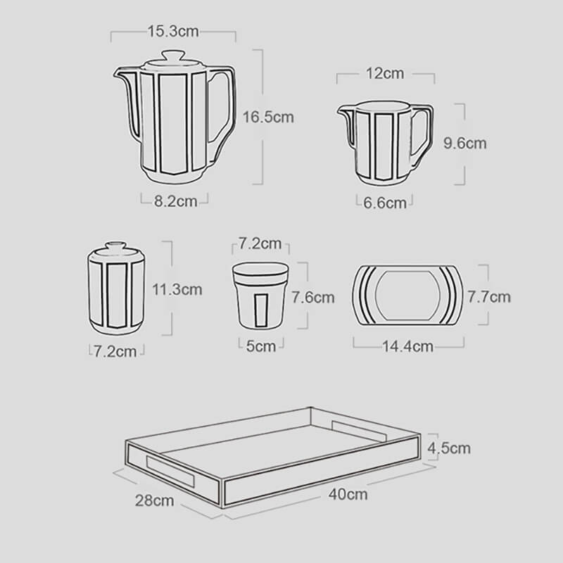 Lighteme Minimalist Line Teekannenset aus Knochenporzellan