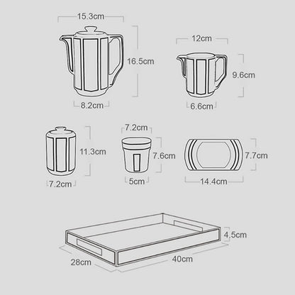 Lighteme Minimalist Line Teekannenset aus Knochenporzellan