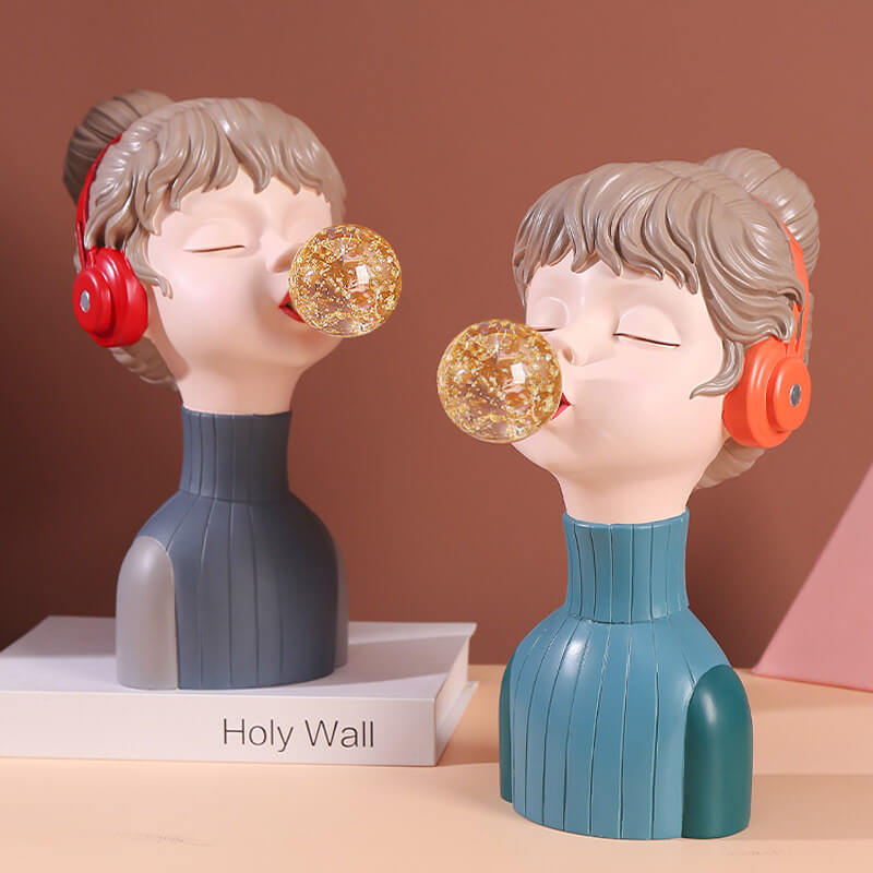 Lighteme Music Girl Blowing Bubbles Resin Ornament