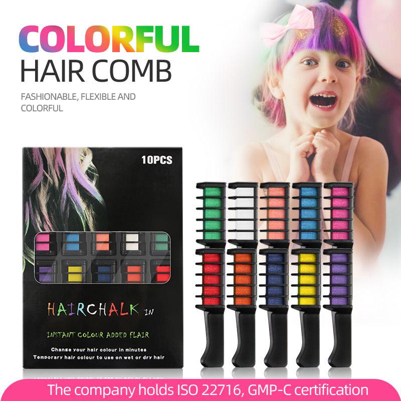 Lighteme Temporärer Haarfärbekreidekamm | Set mit 10 Farben