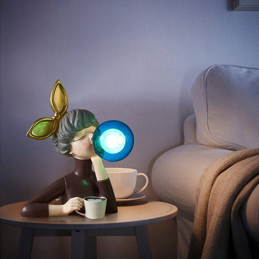 Lighteme Bunte elegante Tischlampe aus Kunstharz für Mädchen