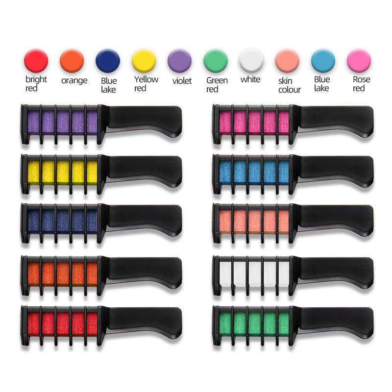 Lighteme Temporärer Haarfärbekreidekamm | Set mit 10 Farben