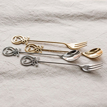 Cuillère et fourchette à dessert Lighteme en forme de poulpe
