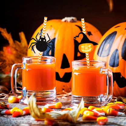 Lot de 24 pailles en papier Halloween Horror Lighteme