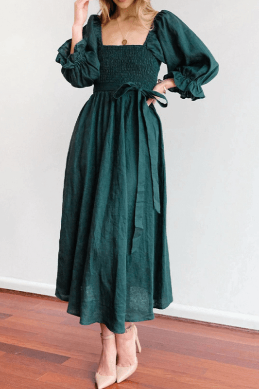 Lighteme Damen Frühlingskleid mit Bindegürtel