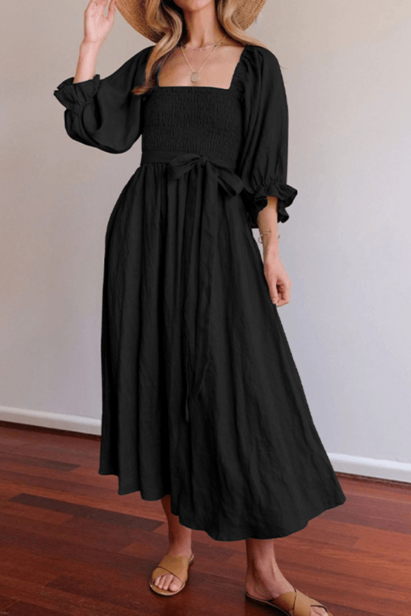 Lighteme Damen Frühlingskleid mit Bindegürtel