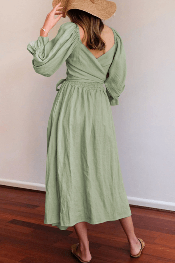 Lighteme Damen Frühlingskleid mit Bindegürtel