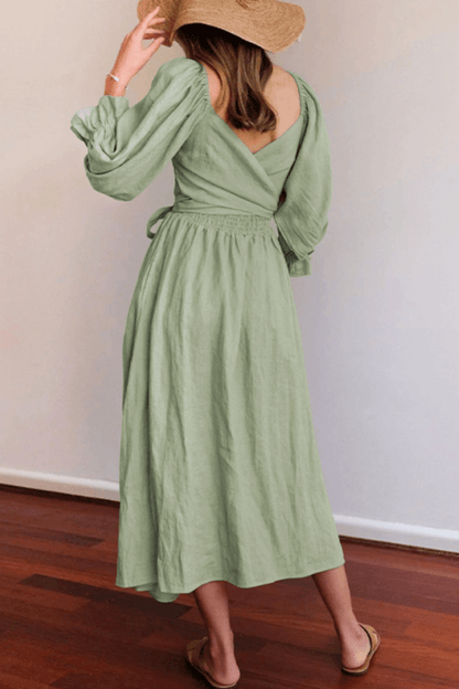 Lighteme Damen Frühlingskleid mit Bindegürtel