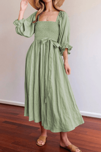 Lighteme Damen Frühlingskleid mit Bindegürtel