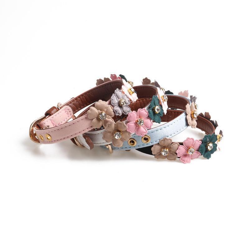 Lighteme PU Flower Design Dog Neck Strap (4 colors & 2 sizes)