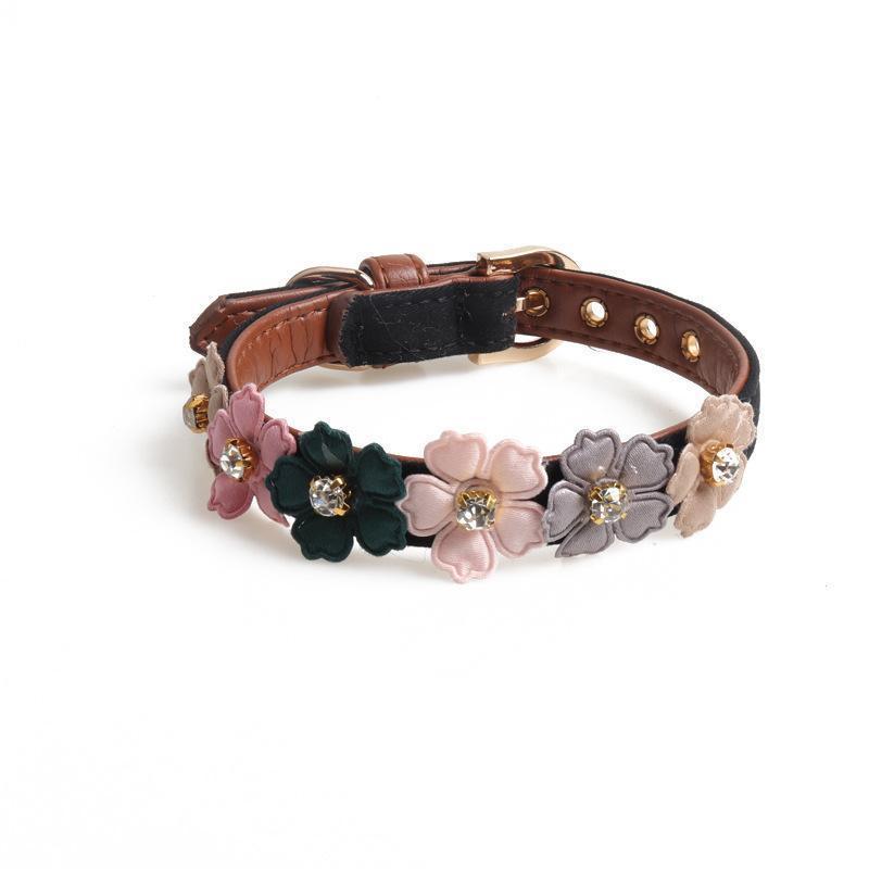 Lighteme PU Flower Design Dog Neck Strap (4 colors & 2 sizes)